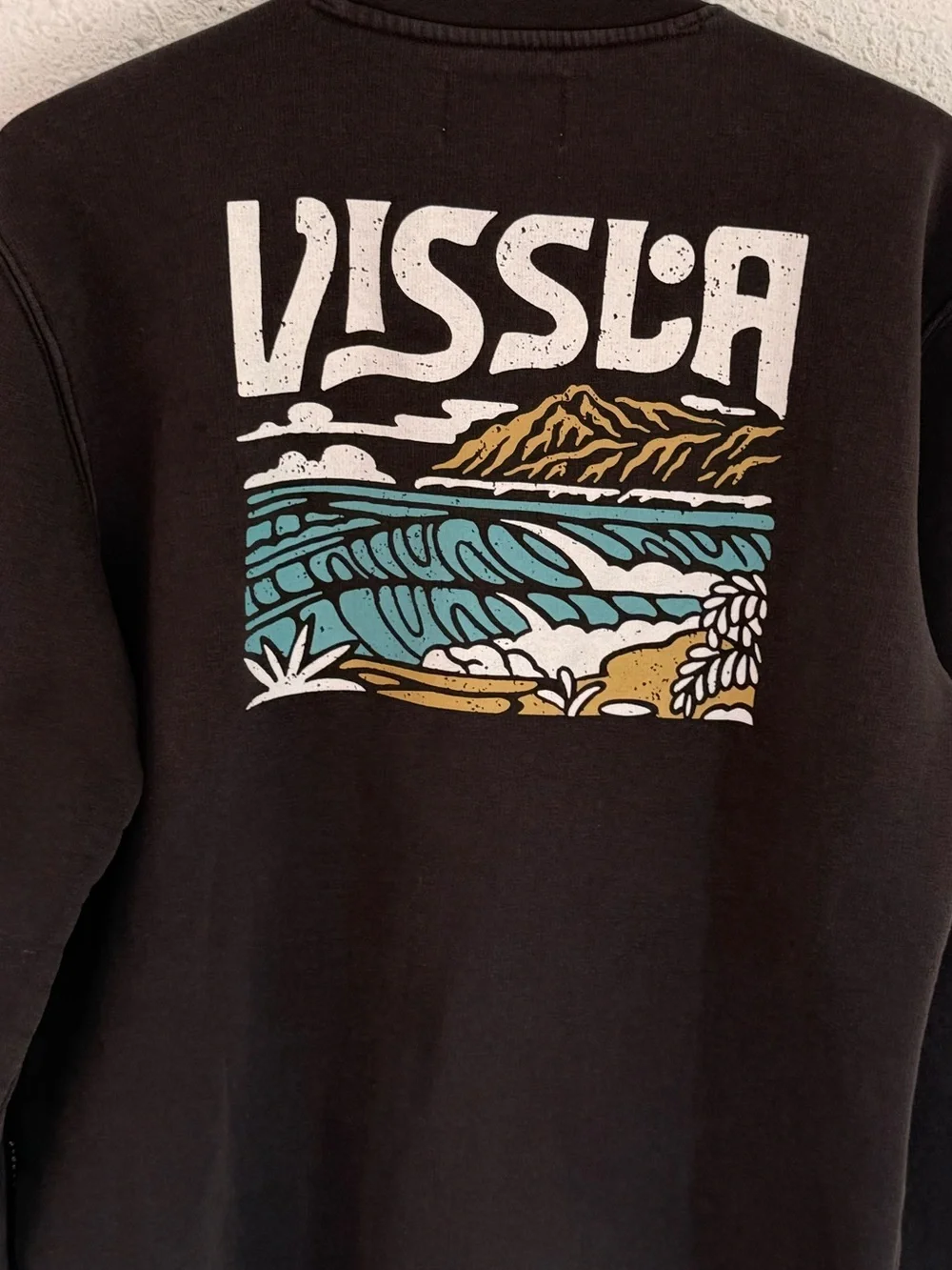 Visala ocean waves black crewneck pullover sweatshirt men’s m